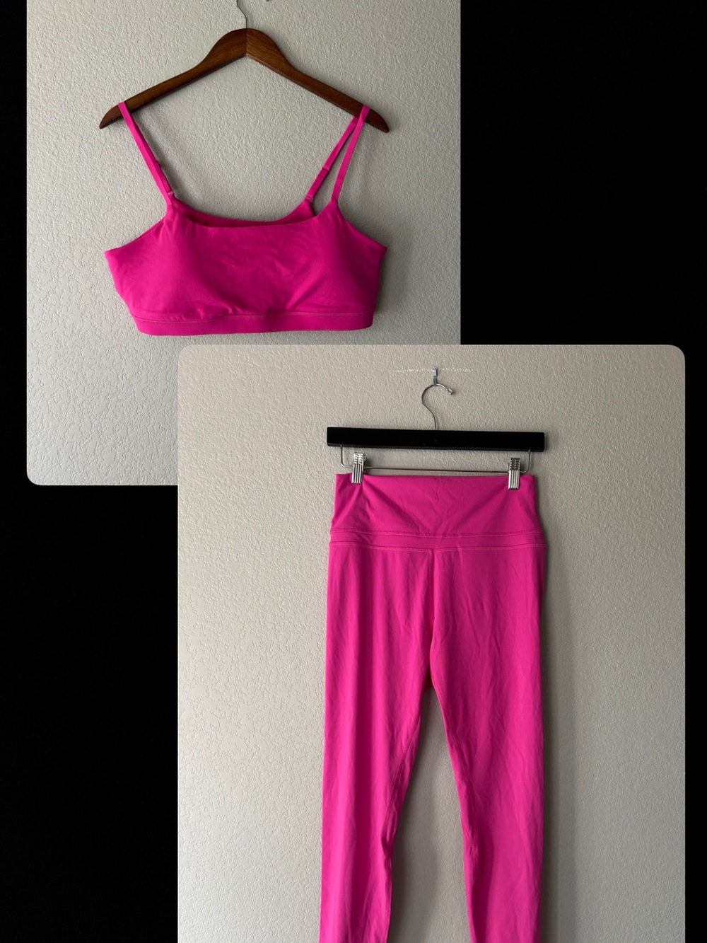 CRZ Yoga Hot Pink Sports Bra and Leggings Workout Set | Women’s Small